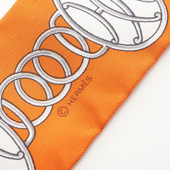 HERMES Orange Silk Scarf - Picture 2 of 5